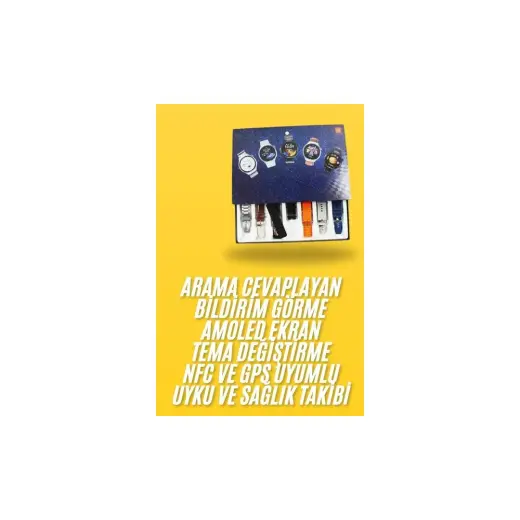 Akıllı Bayi 7 Kordonlu Akıllı Saat Siyah Kasa Dokunmatik Ekran Uyku ve Sağlık Takibi Aby