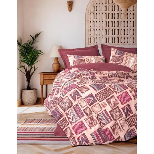 Cotton Box Ethnic Tek Kişilik Nevresim Takımı Estilo Bordo