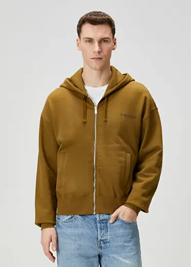 Haki Kapüşonlu Sweatshirt